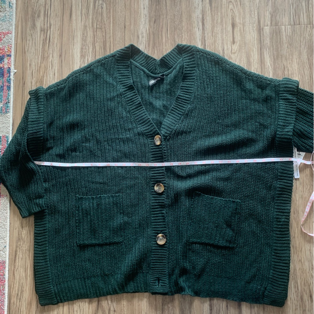Design lab oversized sweater - poncho fits XL-3X - forest green - cotton blend